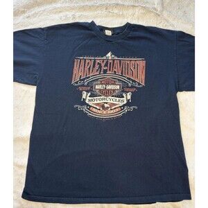 Vintage Harley Davidson Double Sided T-Shirt Black Hills SD Size XL Biker Blue